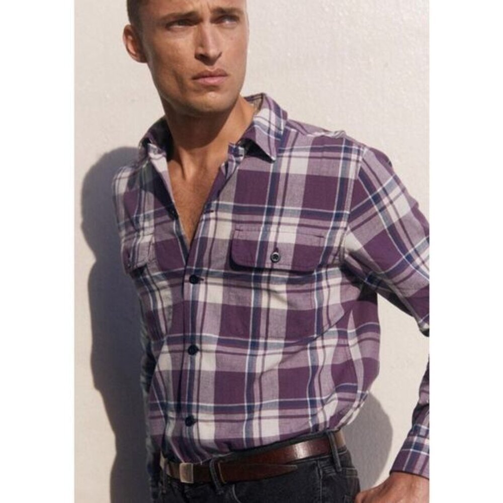 AYR Button Down Shirt Size L NEW The Captain NEW Mens Madras Purple Rain